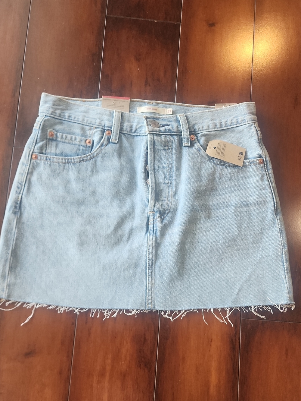 Levi's Pale Blue Denim Mini Skirt with Raw Hem